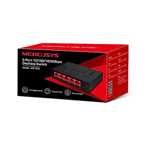 MERCUSYS MS105G 5-Port Desktop Ethernet Network Switch/Hub, 10/100/1000Mbps Ethernet Splitter, Energy Saving up to 82%, Plug & Play, TP-Link Switch, Perfect for home/small office/dormitory - Image 8