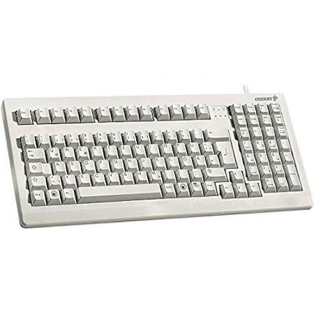 Cherry Electronics G80-1800LPCEU-0 Series G80-1800 Compact Industrial Keyboard, USB and PS/2 Interface, Mechanical Keyswitches, 15.9" W x 7.1" D x 1.7" H, Light Gray