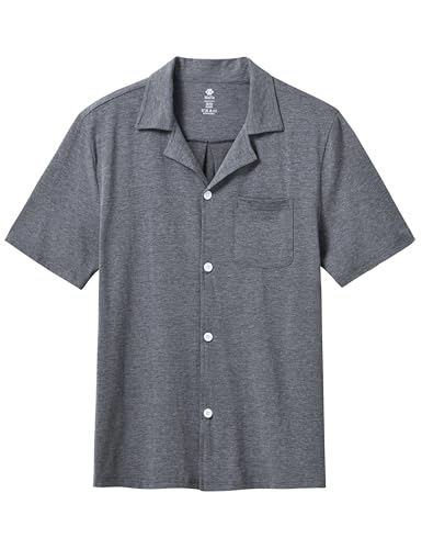 MoFiz Men's Pajama Sleepwear Lounge Loungewear Cotton Modal PJS Button Down Shirts with Pocket