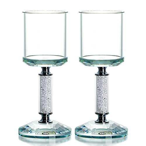 Crystal Candle Holder With Gorgeous Radiant Rhinestones,Set Of 2, Hurricane Candle Holders #TOP8