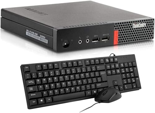 Lenovo ThinkCentre M910q Mini PC de bureau, Intel Core i5-6500, 8 Go de RAM, SSD 256 Go, Clavier QWERTY US, WiFi, Bluetooth, Windows 11 Pro (reconditionné)