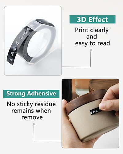 Vixic Fita de etiqueta de gravação em relevo de plástico 3D compatível com DYMO Refil para máquina d