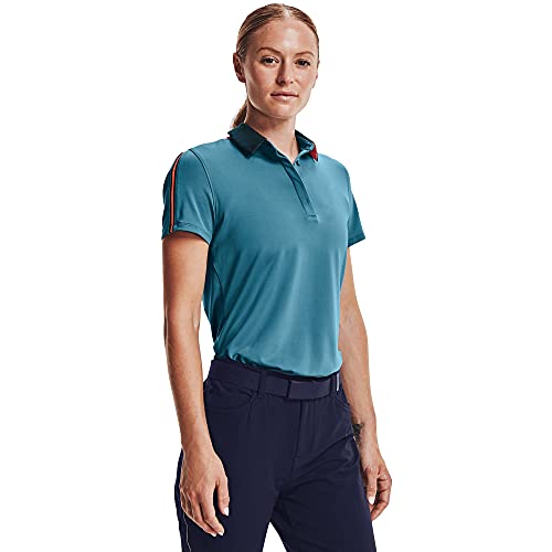 Polo Under Armour de mujer azul de manga corta y rayas en talla L para golf