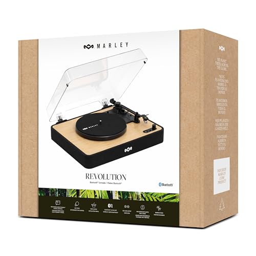 House of Marley Revolution Wireless Turntable - Bluetooth Record Player, 3-Speed Sustainably Made Vinyl Player, Easy Set Up Home Turntables for Vinyl Records with Dust Cover
