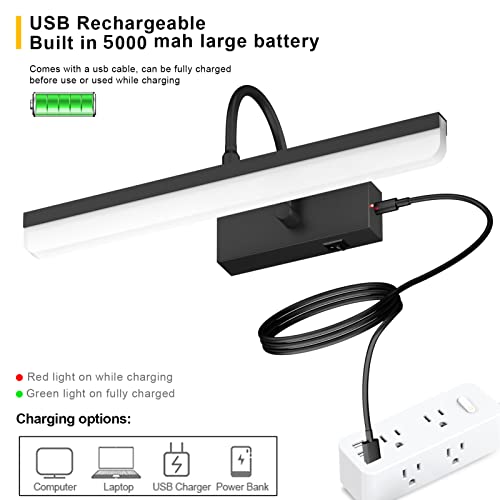 Ralbay 15.7" Black Battery Operated Picture Light Dimmable Wireless Picture Light With Remote Control Timer Set Painting Light, 3 Lighting Modes, Rechargeable Battery Pictures Light #TOP4