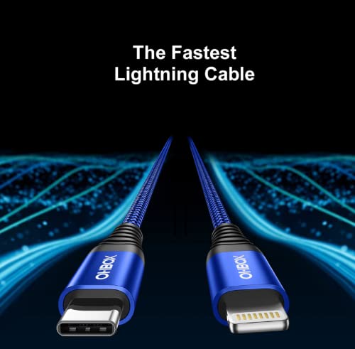 Image of iPhone Fast Charger Cord [MFi Certified] USBC Lightning Cable 6 FT, 2 Pack | Durable Heavy Duty iPhone Charging Cable for iPhone 14 13 12 11 X XS XR SE 8 7 6 5, iPad Pro, Air, mini, iPod, AirPods - Blue