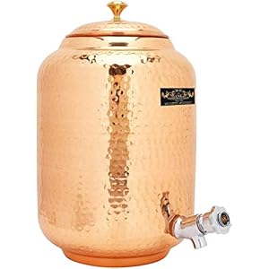 Crockery Wala And Company 4 Litre Hammered Copper Water Dispenser (Matka) Leak Proof Container Pot with 100% Pure Copper…