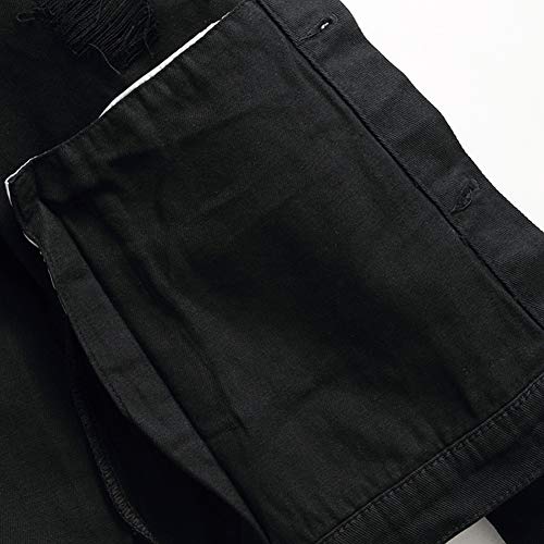 Chunyemen Mens Ripped Jeans Jacket Fashion Slim Denim Jacket For Men (Black J95, Small) #TOP6
