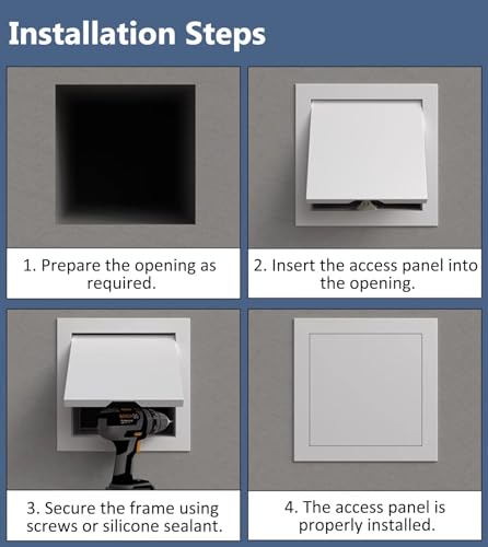 Pannello di accesso magnetico bianco per cartongesso, 50 x 60 cm, facile da ispezionare, per manutenzione e riparazioni rapide, soluzione di copertura durevole