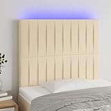 Lumanois Cabecero con Luces LED Tela Crema 100x5x118/128 cm,11.43kg-3122657
