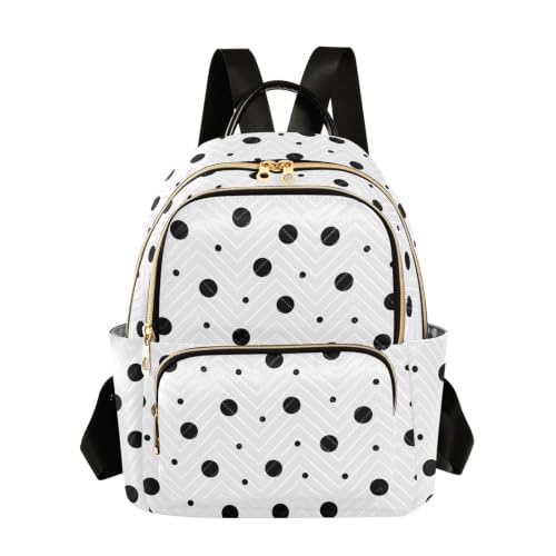 Image of ALAZA Black White Polka Dot Medium Backpack Purse for Women Travel Bag Fashion Daypack Back Pack Shoulder Bag