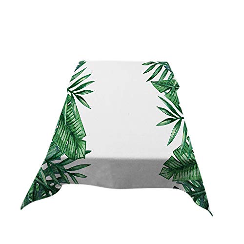 Aoyego Palm Tree Leaves Table Cloths Rectangle Summer Tropical Green Leaf Exotic Nature Tablecloths Decoration 50X72 Inch Polyester For Outdoor Indoor Home Party Picnic #TOP1