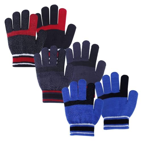 MIG4U Kid's Winter Gloves Warm Magic Stretch Knitted Glove for Children Teens Boys 3/6 pairs