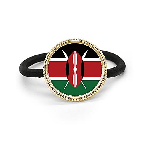 Élastique à cheveux drapeau Kenya en métal argenté et caoutchouc, idée cadeau culturel