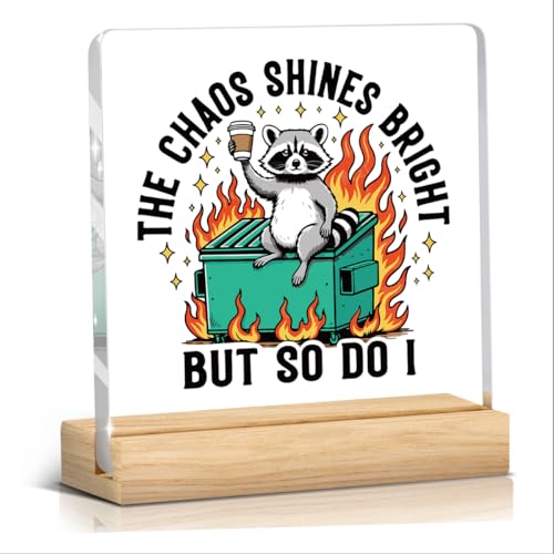 Funny Dumpster Fire Desk Accessories Sign Dumpster Fire Office Desk Decor Admin Secretaries Day Gifts for Women Men Team Leader Holder Boss Day Gifts Acrylic Sign