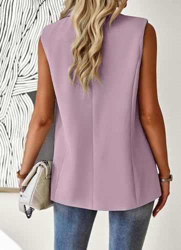 Chaleco casual con solapa frontal abierta cuello en V púrpura XXL 5