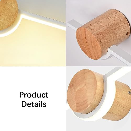 Luz de pared LED moderna en acabado blanco y madera noble con diseño arquitectónico 6