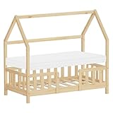 MATÉRIAU DE HAUTE QUALITÉ - Notre lit d'enfant est fabriqué en pin massif de haute qualité. Les lits en bois massif pour enfants offrent une atmosphère naturelle et garantissent un sommeil dans un environnement particulièrement sain. La structure robuste est un aspect particulièrement important pour une longue durée de vie. Le lit de sol, qui peut supporter jusqu'à 80 kg, offre confort et soutien flexible.