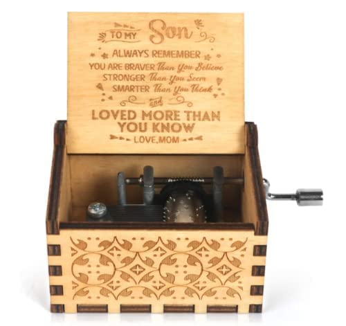 Honluntech Wooden Music Boxes, Vintage Hand Crank Music Box for