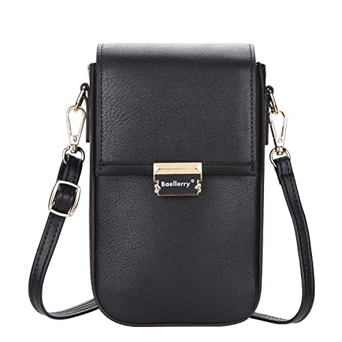 AIFILLE Pequeña bolsa para teléfono móvil para mujer y bolso de mano de piel sintética, Negro , Sac à Bandoulière, Monedero Cover