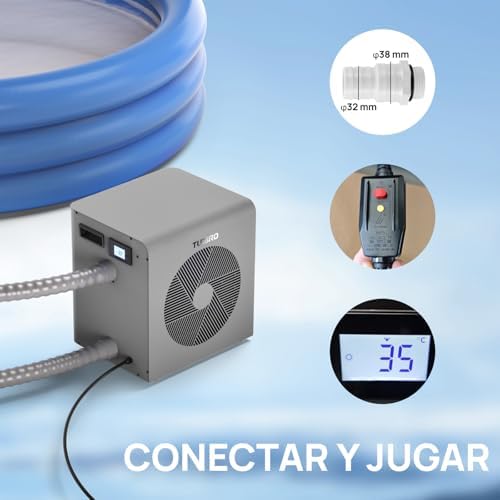 Bild 5 - TURBRO 6.000 W DC-Inverter Wärmepumpe für Schwimmbecken, Elektrischer Poolheizer für Übererdpools und Spas bis 20 m³, Titan-Wärmetauscher, Bis zu 9,38 COP, IPX4 Wassergeschützt, 220-240V, Beluga B21V