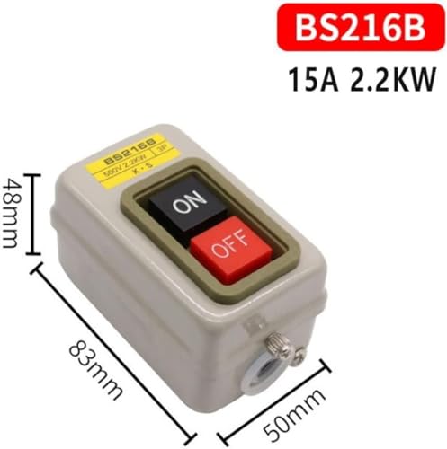 Switch Power Control Button Switch Industrial Household Three-Phase Motor Start Button Push Switch BS216B 15A 2.2KW
