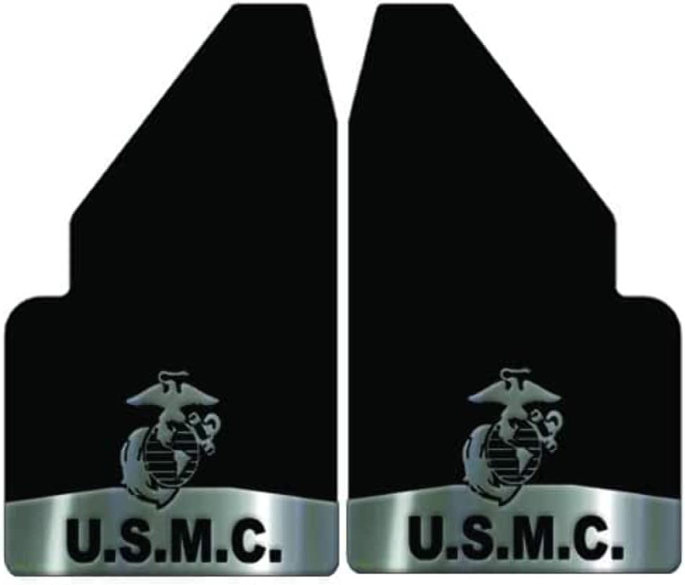 Universal Mud Flaps 14" Wide Rear With U.S. Marine Corp. Stainless Steel Anchor Weights For Full Size Trucks