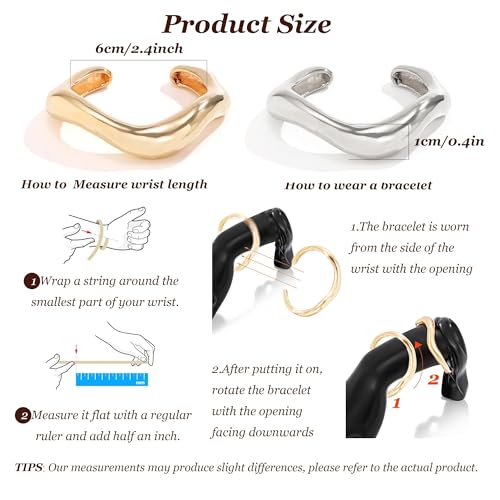 Image of Long tiantian Gold Bangles for Women Bangle Bracelets Chunky Bangles Bracelets Non Tarnish Gold /Silver Bracelet for Women Trendy Jewelry Gifts