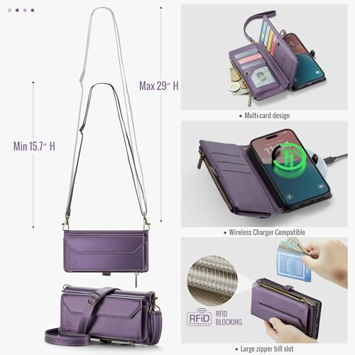 Strapurs for iPhone 16 Plus - Zipper Strap Wallet Case for Women, Purple by Strapurs - Used condition - Image 8