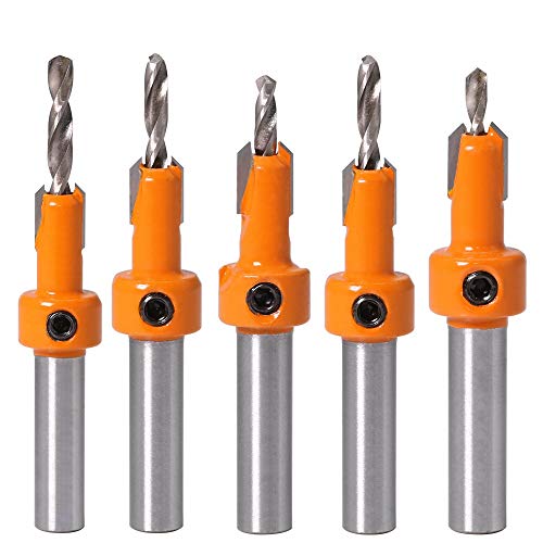 5 PCS Countersink Drill Bit, Woodworking Chamfer Counter Sinker Drill Bits High Speed Steel Drill Bits for Wood Tools Sets Drilling Chamfer Punch