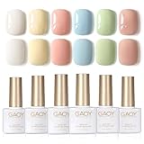 GAOY Pastel Spring Gel Nail Polish Set, 6 Colors Blue Green Pink, Soak Off UV Cure Gel for DIY Manicure at Home