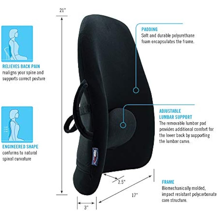 ObusForme Lumbar Support Pillow for Chair | Lower Back Backrest Cushion | Adjustable Lumbar Pad | Proven Back Pain Relief | Home, Office or On-The-Go
