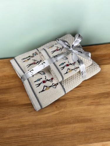 Image of SENSES By Riba Cotton Towel Set 550 GSM - Design 9, 2 Pcs| 1 Bath + 1 Hand Towels Combo | Super Soft, Absorbent, Lightweight, Antimicrobial, Low Linting