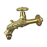 Gewindelänge ca. 28 mm Sanifri 470010202 Nostalgie-Auslaufventil, Messing poliert, mit Handrad, Auslauf mit Zentrierstern. Gewindeanschluss 1/2\
