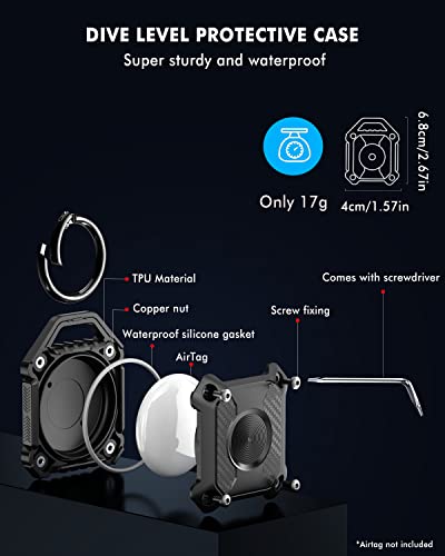 ONEONTA für Airtag Anhänger - Airtag Schlüsselanhänger - Airtag Hülle Wasserdicht - Air Tages Anhänger für Apple - Airtag Halter Hund, Robust TPU, Schwarz