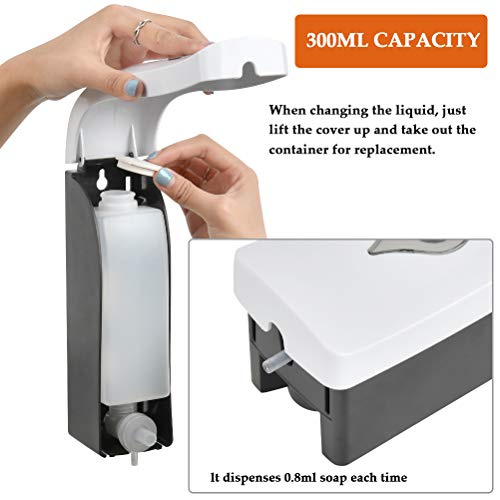 NA 2Pcs Soap Dispenser Wall Mounted, 300ml Manual Singal-head Hand Pump, Wall Mounted Soap Dispenser Pump Bathroom Shower Gel Liquid Shampoo Sanitizer Dispenser Holder, for Hotel, Office, Home - 4