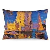 Funda de cojín Lumbar - Torre de Belém de Lisboa, con Estampado de Doble Cara y Cremallera Oculta, Decorativa para sofá, Dormitorio, Sala de Estar, Exterior, 30 x 50 cm