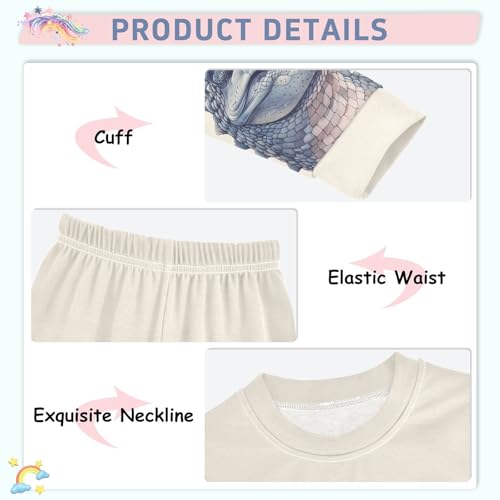 ALAZA Alligator and Bird Pajama Set Pijamas Para Niños Long Sleeve Sleepwear3