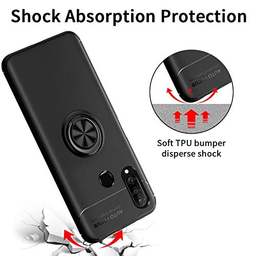 Akabeila For Huawei P30 Lite Case Screen Protector Compatible For Huawei P30 Lite Cover [With Tempered Glass Free] Carbon Fiber Silicone Bracket Kickstand Shockproof Cell Phone Cases 6.15" #TOP4