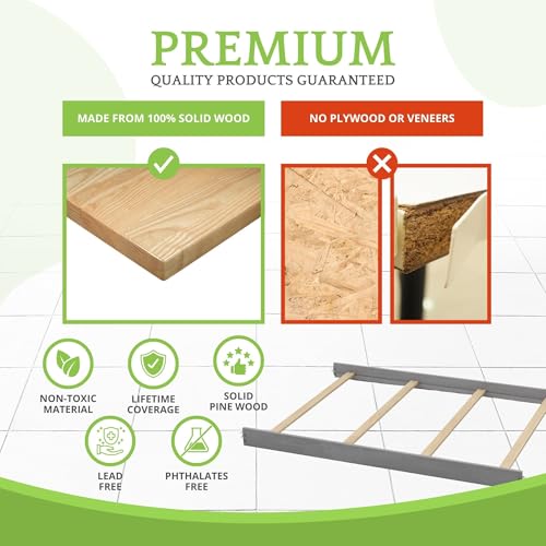 Image of Full-Size Conversion Kit Bed Rails for Oxford, Soho, Ozlo & Avalon Baby Convertible Cribs - Solid Wood - Toddler and Adult Rail for Full-Size Bed - Nursery & Baby Furniture (Rustic Grey, Bolt-On Kit)