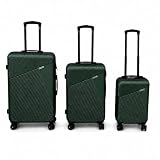 cecaro group Set 3 Valigie Rigide ABS – Trolley da Viaggio con 4 Ruote Girevoli 360°, Chiusura di Sicurezza, Bagaglio a Mano, Valigie Resistenti e Leggere – Diverse Colorazioni Disponibili (Verde)