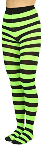 Image of ToBeInStyle Women's Wide Horizontal Contrast Stripe Tights Opaque Hosiery