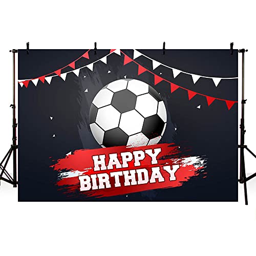 Aibiin Soccer Theme Birthday Backdrop Boy Soccer Backdrop Soccer Backdrop For Photography Soccer Birthday Background Banner Black Background Banner Cake Table Decoration Banner Vinyl 7X5Ft #TOP2