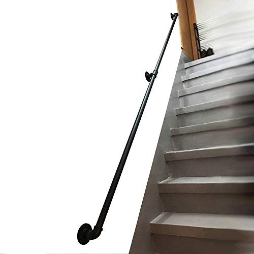 JN Safety stair railing Handrail for Stairs Indoor Outdoor Steps - Staircases Railing Handrails for Disabled Elderly Kids Black Metal Wrought Iron External Outside For indoor and outdoor balcony