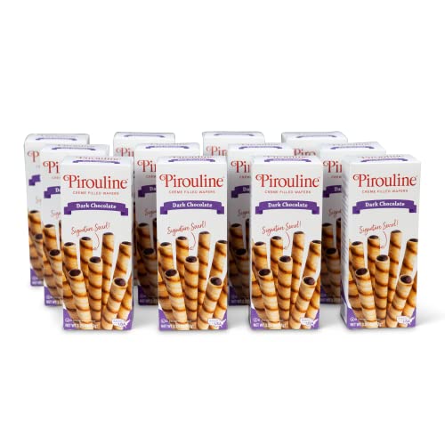 Pirouline Rolled Wafers – Dark Chocolate – Rolled Wafer Sticks, Crème Filled Wafers, Rolled Cookies For Coffee, Tea, Ice Cream, Snacks, Parties, Gifts, Birthdays – 3.25Oz Carton 12 Pack #TOP4