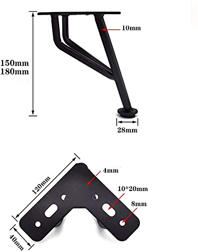 ACUIPP Set of 4 Black Table Legs ? Sofa Legs ? DIY Metalniture Legs ? for Loveseat/Chair/Bed/Tv/Dresser ? DIY Home Decor/Black/15Cm