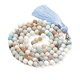 PNEIME 108 Mala Beads Necklace - 8mm Tibetan Prayer Beads -Yoga Meditation Beads Necklace - Hand Knotted Japa Mala