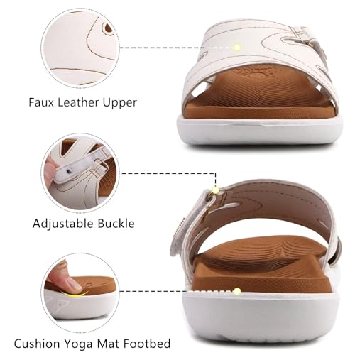 Image of KuaiLu Womens Fashion Orthotic Slides Ladies Athletic Yoga Mat Memory Foam Walking Sandals Thick Cushion Recovery Summer Beach Slippers Comfortable Plantar Fasciitis Arch Support