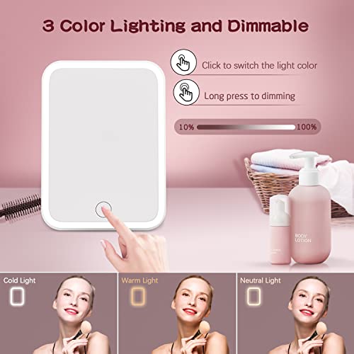 tekstap Touch Dimming Makeup Mirror, 3 Color Light Up Mirror, Portable Vanity Mirror for Travel/Dressing Table/Bedroom - Image 2