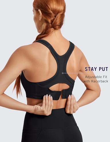 Image of SYROKAN Women's Sports Bra Front Adjustable Padded | High Impact, Racerback, Wireless, Plus Size, Full Coverage, Running Bra